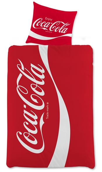 Se Coca Cola sengetøj - 140x200 cm - Sengelinned med 2 i 1 design - 100% bomulds sengesæt hos Dynezonen.dk